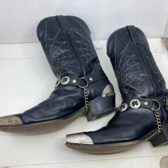 Vtg DURANGO western cowboy rockabilly harness metal tips cobweb mens sz 10 1/2EE - Picture 11 of 13